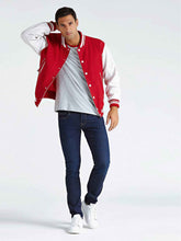 Load image into Gallery viewer, Men Red &amp; White Rib Jacket

