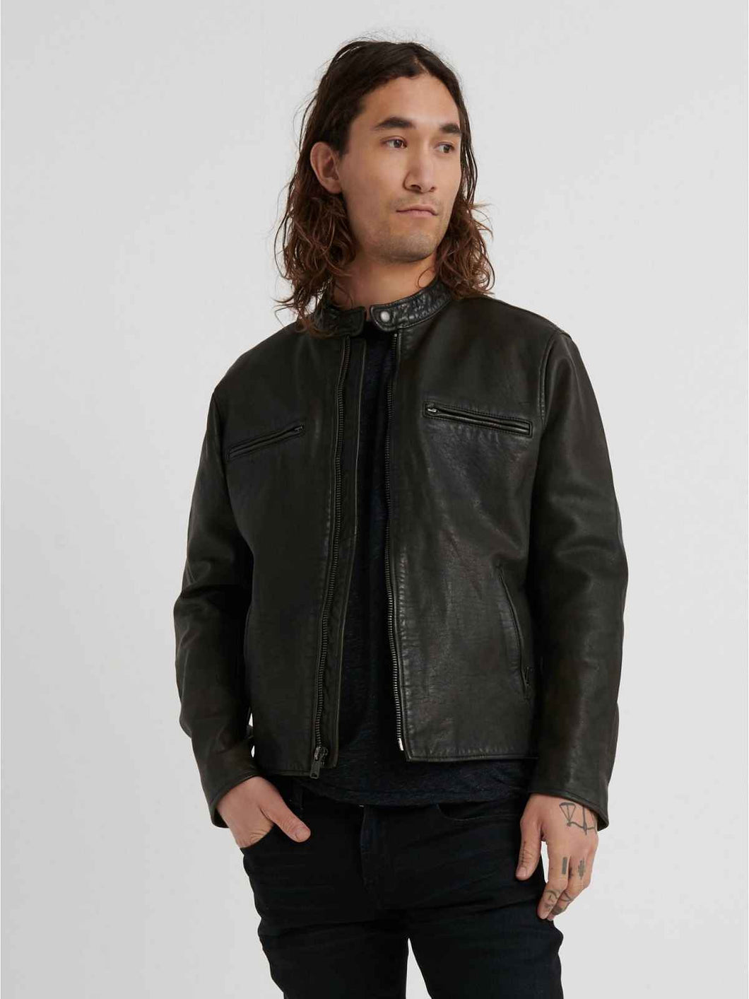 Men Short Black Leather Jacket – Boneshia
