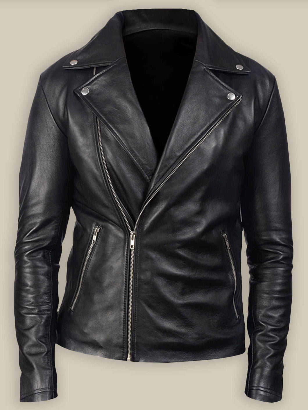 Men Boker Simple Black Leather Jacket - Boneshia.com