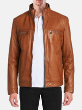Load image into Gallery viewer, Men Soft Lambskin Leather Jacket In Tan Color
