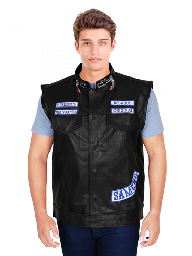 Men Stylish Black Leather Vest