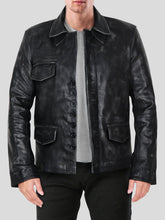 Load image into Gallery viewer, Men&#39;s Black Distressed Leather Jacket - Boneshia.com
