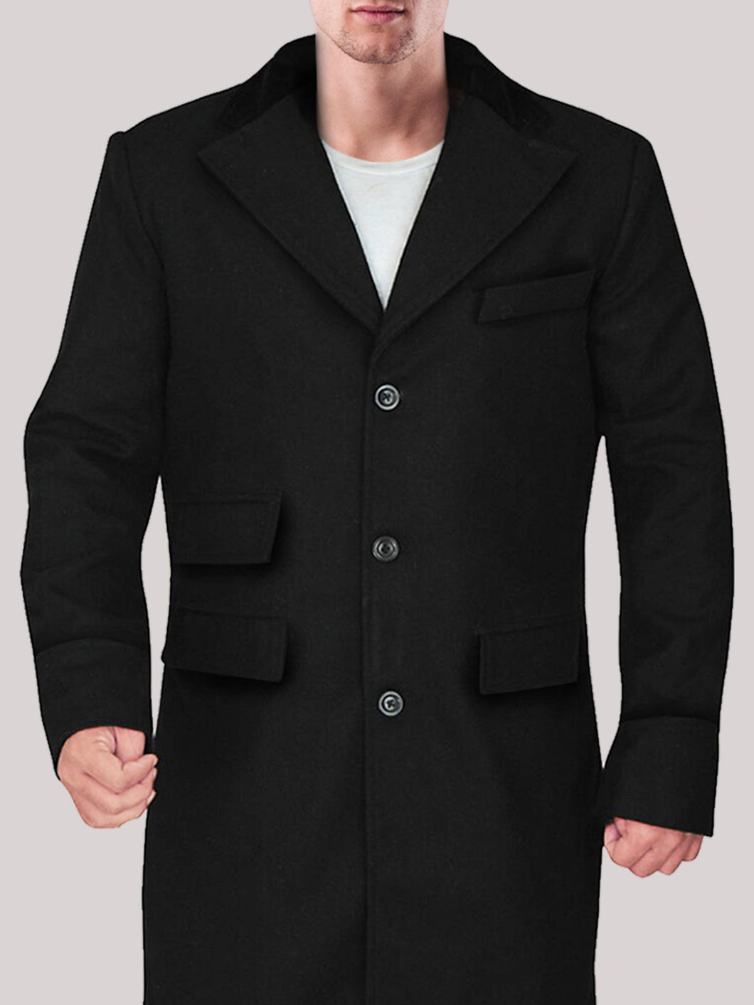Men's Black Stylish Wool Coat - Boneshia.com