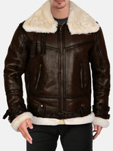 Load image into Gallery viewer, Men&#39;s Champ Deep Brown Shearling Leather Jacket
