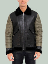 Load image into Gallery viewer, Men&#39;s Classic Olive Black Leather Jacket
