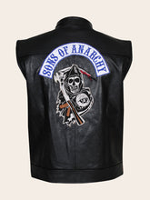 Load image into Gallery viewer, Men&#39;s Daredevil Black Leather Biker Vest
