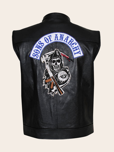 Men's Daredevil Black Leather Biker Vest