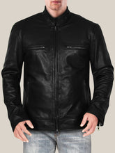 Load image into Gallery viewer, Men&#39;s Dazzling Jet Black Biker Leather Jacket
