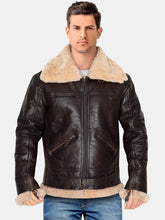 Load image into Gallery viewer, Men&#39;s Evocative Shearling Sheepskin Brown Leather Jacket

