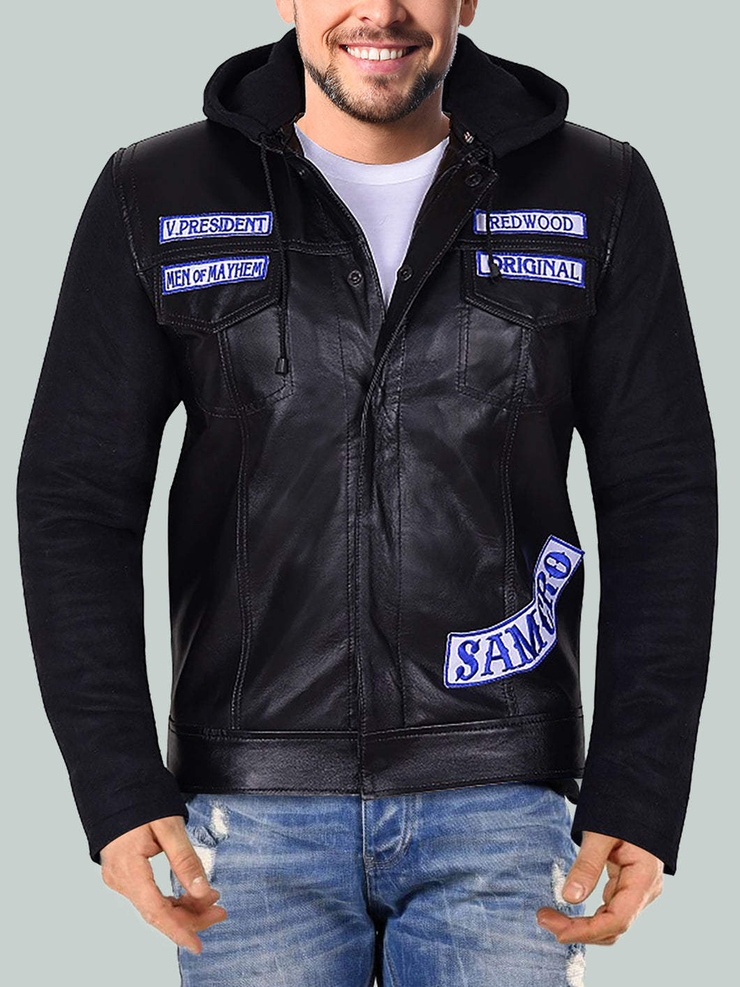Men's Feisty Black Leather Hoodie Splendid Jacket
