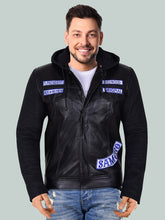 Load image into Gallery viewer, Men&#39;s Feisty Black Leather Hoodie Splendid Jacket
