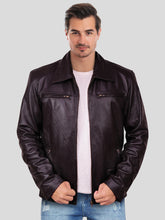Load image into Gallery viewer, Men&#39;s Glossy Brown Genuine Leather Jacket
