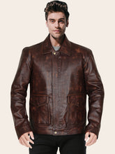 Load image into Gallery viewer, Men&#39;s Impressive Buffed Brown Leather Jacket
