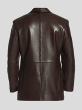 Load image into Gallery viewer, Breasted Brown Leather Blazer Coat – Boneshia
