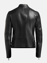 Load image into Gallery viewer, Men&#39;s Slim-Fit Black Nappa Leather Moto Jacket

