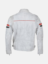 Load image into Gallery viewer, Men&#39;s White Leather Biker Jacket
