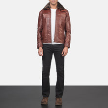 Load image into Gallery viewer, Evan Hart Fur Brown Leather Jacket
