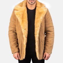 Load image into Gallery viewer, Mens Distressed Beige Leather Coat
