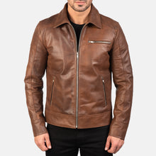 Load image into Gallery viewer, Shirt Style Brown Leather Biker Jacket
