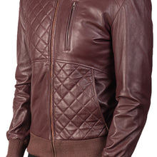 Load image into Gallery viewer, Men&#39;s classy maroon bomber sheepskin  leather jacket
