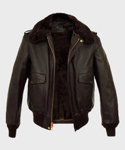 Load image into Gallery viewer, Mens A2 Brown Aviator Bomber Leather Jacket
