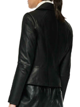 Load image into Gallery viewer, Mens Café Racer Asymmetrical Collar Leather Jacket

