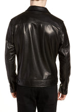 Load image into Gallery viewer, Mens Blace Stand Collar Real Leather Biker Jacket
