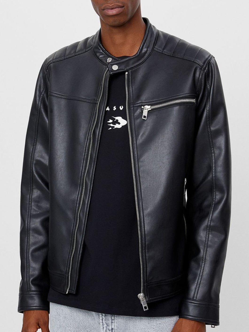Genuine Black Leather Jacket Men