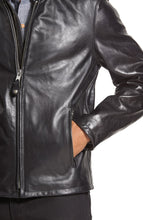 Load image into Gallery viewer, Mens Black Cafe Racer Cowhide Leather Jacket
