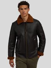 Load image into Gallery viewer, Mens Black Furs Folding Collar Biker Leather Jacket
