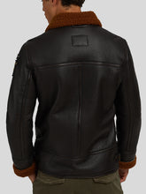 Load image into Gallery viewer, Mens Black Furs Folding Collar Biker Leather Jacket
