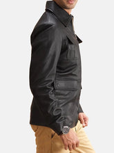 Load image into Gallery viewer, Men’s 4 Pockets Black Leather Jacket
