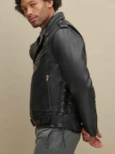 Load image into Gallery viewer, Classic Men’s Black Leather Rider Jacket
