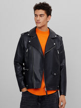 Load image into Gallery viewer, Mens Black Stylish Biker Real Leather Jacket
