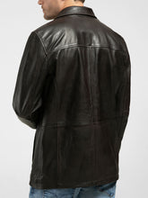 Load image into Gallery viewer, Mens Black Stylish Leather Stand Collar Coat

