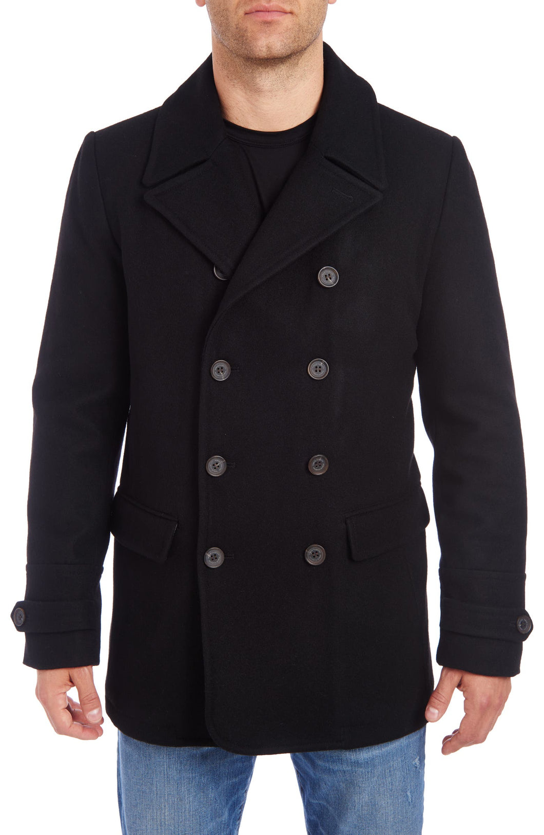 Men's Black Wool Blend Coat