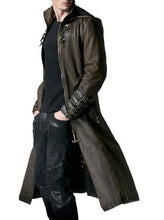 Load image into Gallery viewer, Men&#39;s Brown Hooded Real Leather Long Coat
