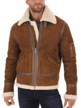Load image into Gallery viewer, Mens Brown Shearling Leather Jacket
