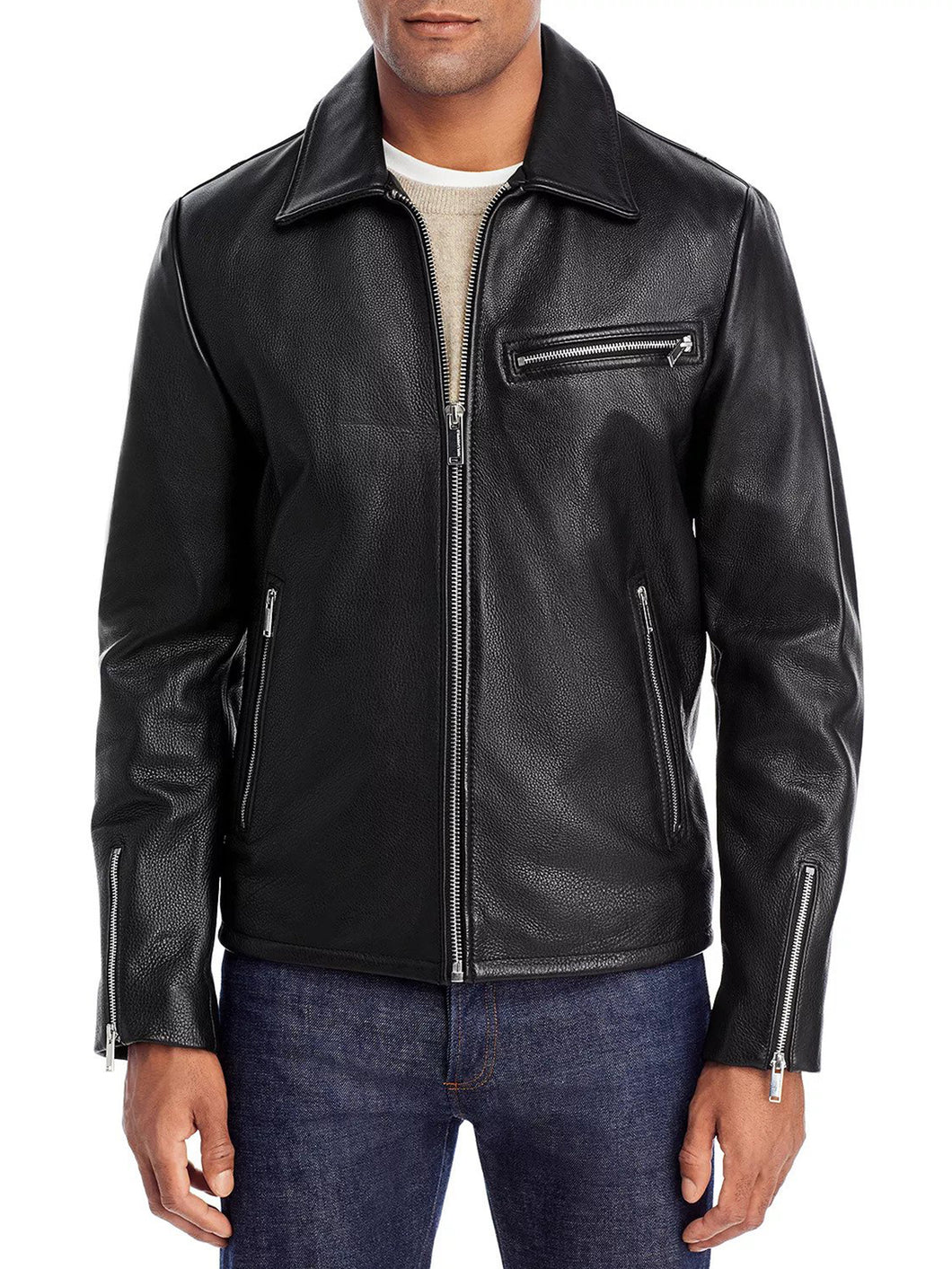Mens California Black Stylish Biker Leather Jacket