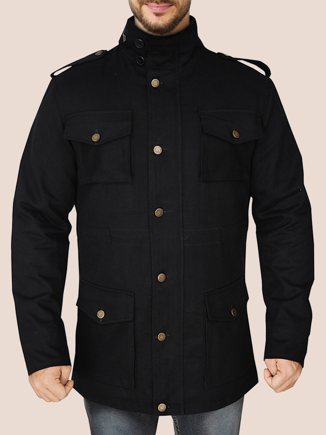 Men's Classic Black Cotton Jacket