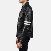 Load image into Gallery viewer, Men&#39;s Authentic Black &amp; White Biker Leather Jacket
