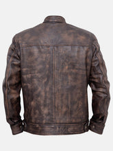 Load image into Gallery viewer, Men’s Faded Brown Distressed Leather Jacket – Boneshia
