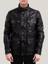 Load image into Gallery viewer, Men&#39;s Fussy Jet-Black Real Leather Trucker Jacket
