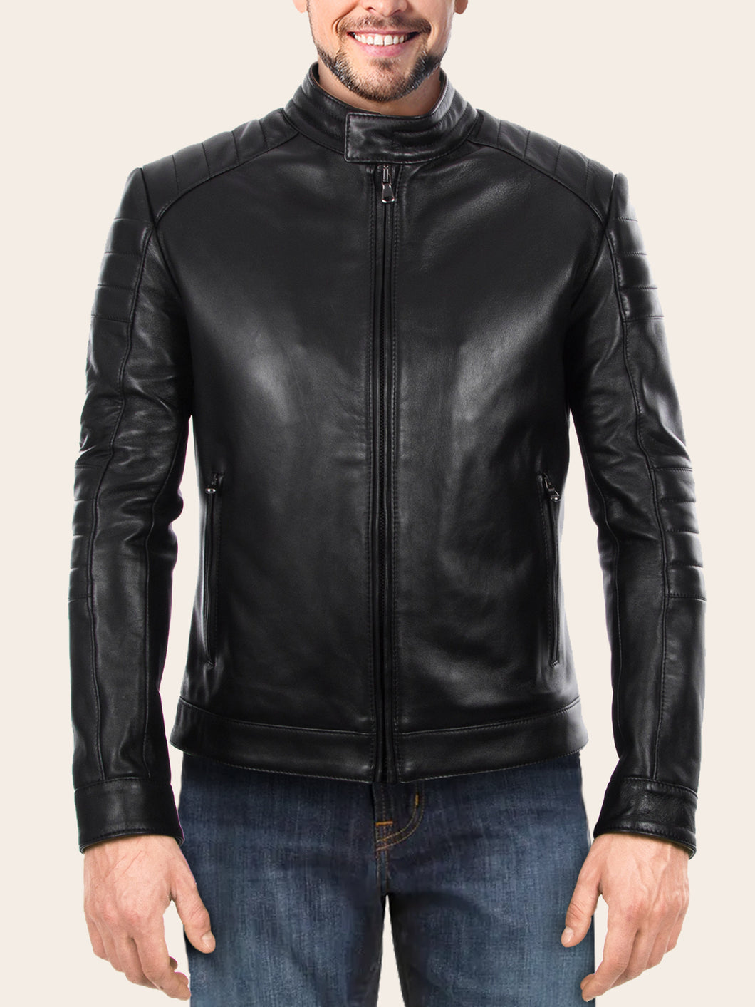 Mens Glorious Deep Black Leather Jacket