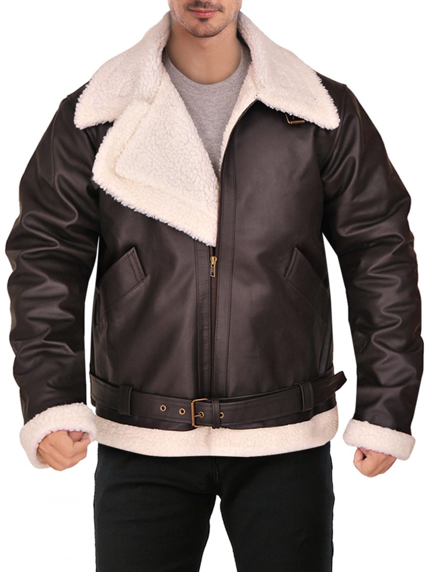 Men's Gusto Brown Leather Shearling Jacket