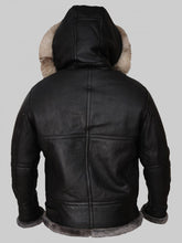 Load image into Gallery viewer, Men&#39;s Lavish Black Shearling Jacket With Hoodie
