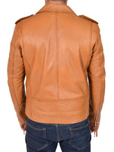 Load image into Gallery viewer, Mens Brown Biker Leather Jacket
