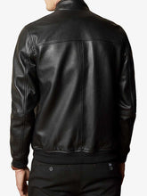 Load image into Gallery viewer, Black Mens Quilted Bomber Leather Jacket
