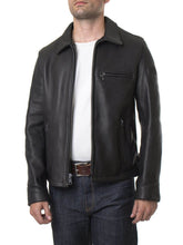 Load image into Gallery viewer, Mens Black Quilted Leather Cafe Racer Jacket
