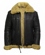 Load image into Gallery viewer, Men’s Real Shearling Sheepskin Bomber Leather Jacket
